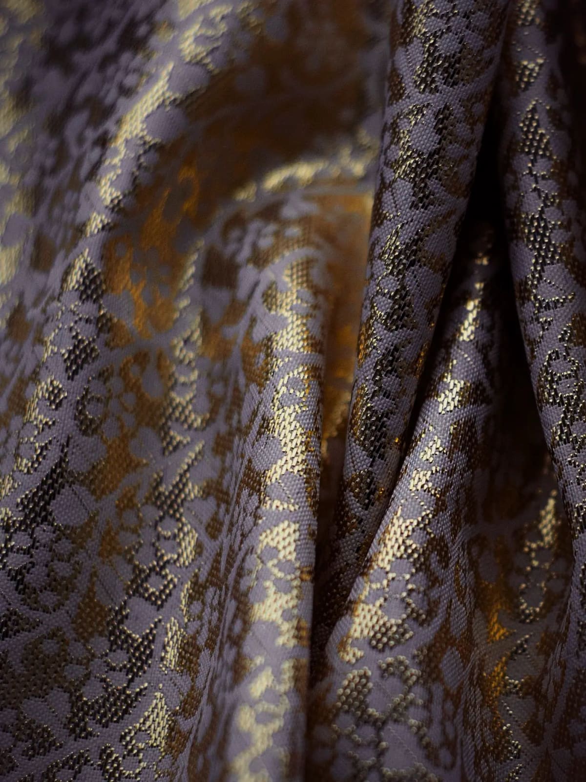 Champagne Zari Festive Lehenga — fabric view