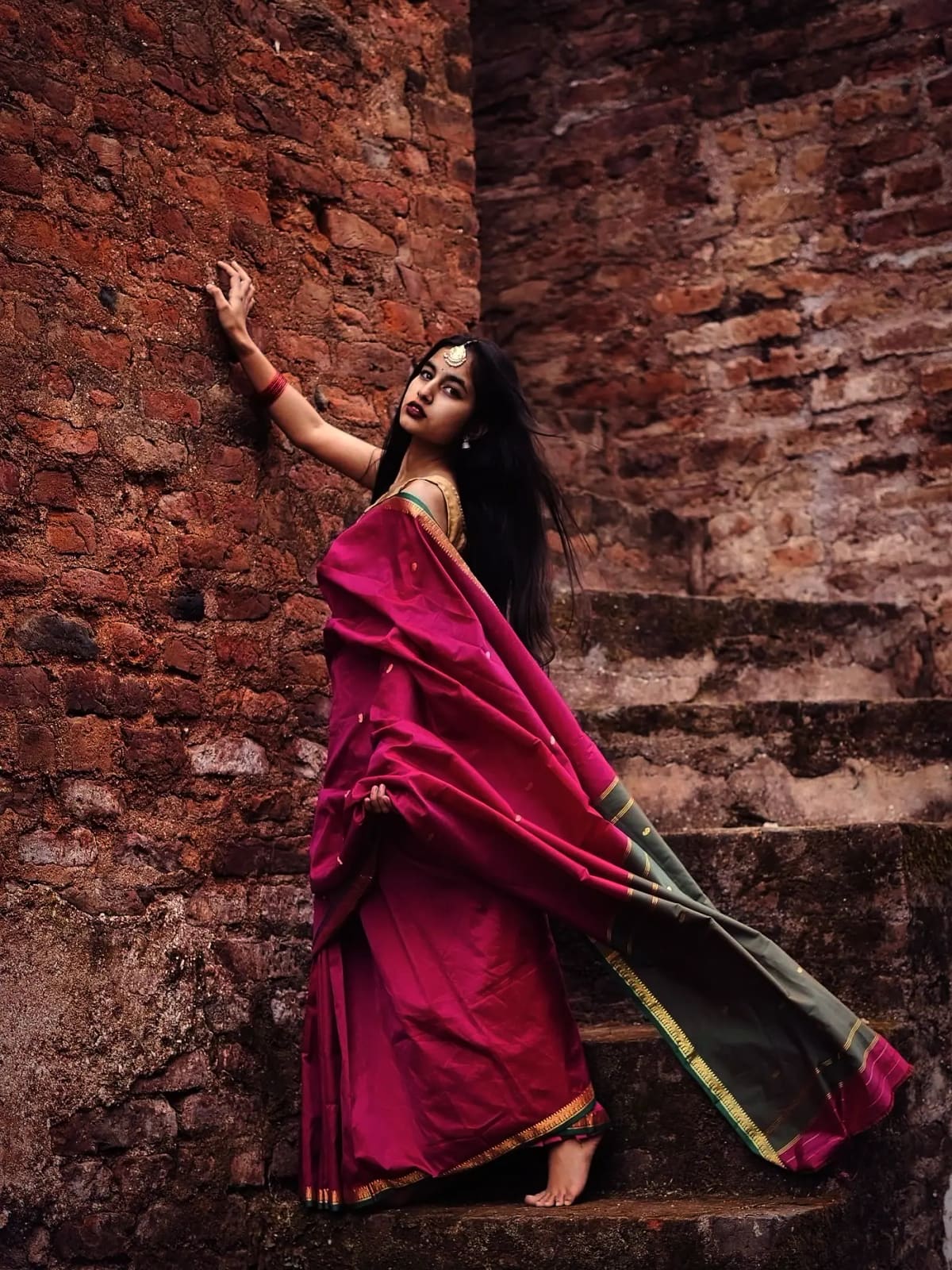 Antique Rose Organza Sharara Set — front view