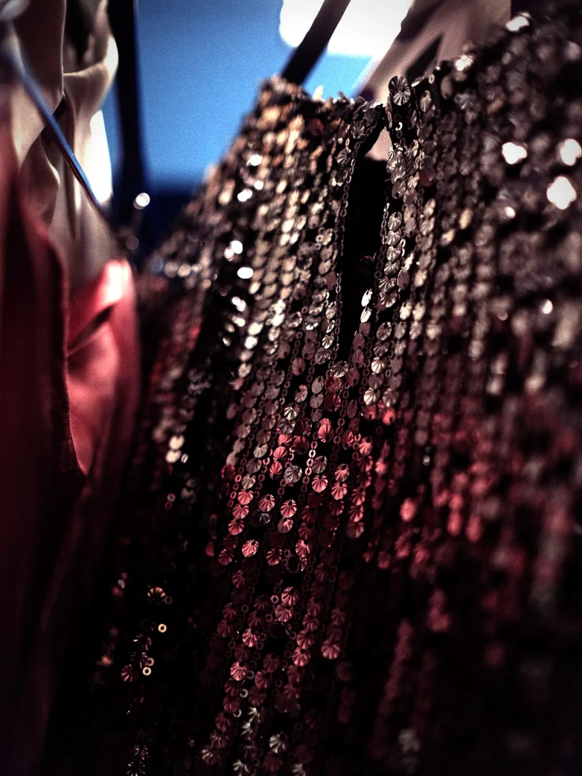 Aubergine Sequin Cocktail Dress — fabric view