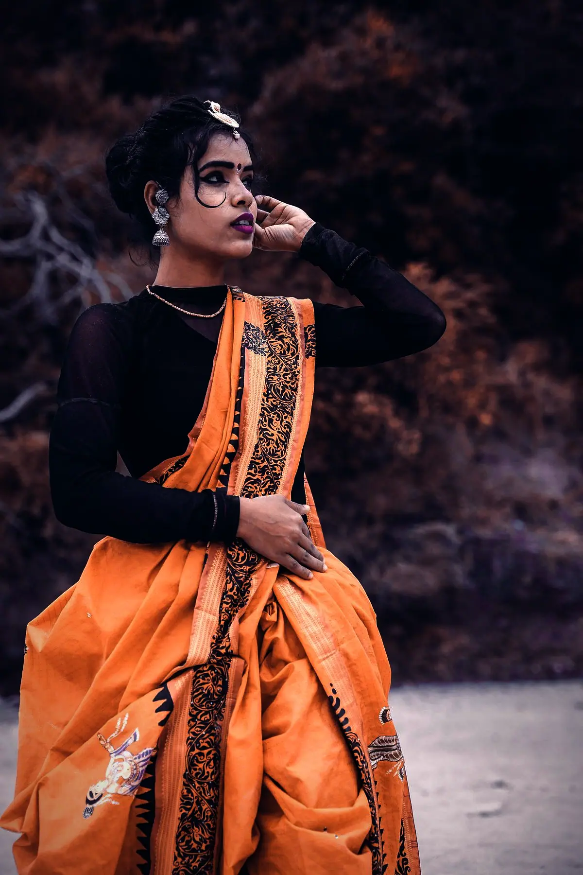 Champagne kurta set with tissue dupatta