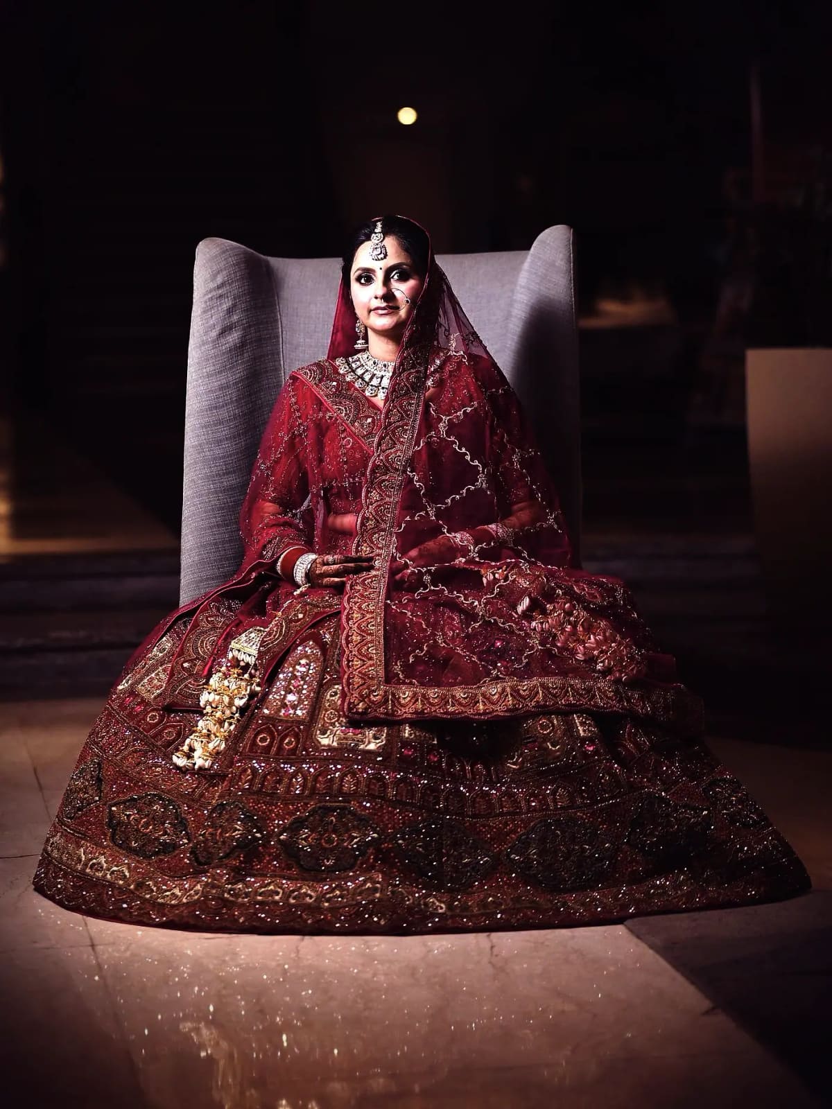 Imperial Plum Bridal Lehenga — front view